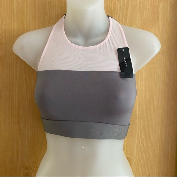 Natori • Gravity Racerback Low Impact Sports Bra in Slate Gray/Pink - Picture 2 of 10